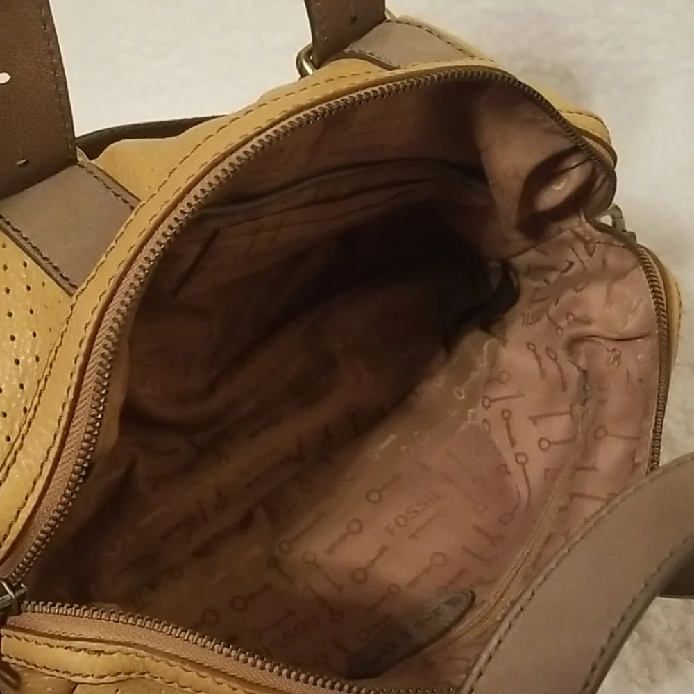 RARE Fossil Mason Satchel Bag Rare Genuine Leather Perforated Speedy Y2K Purse